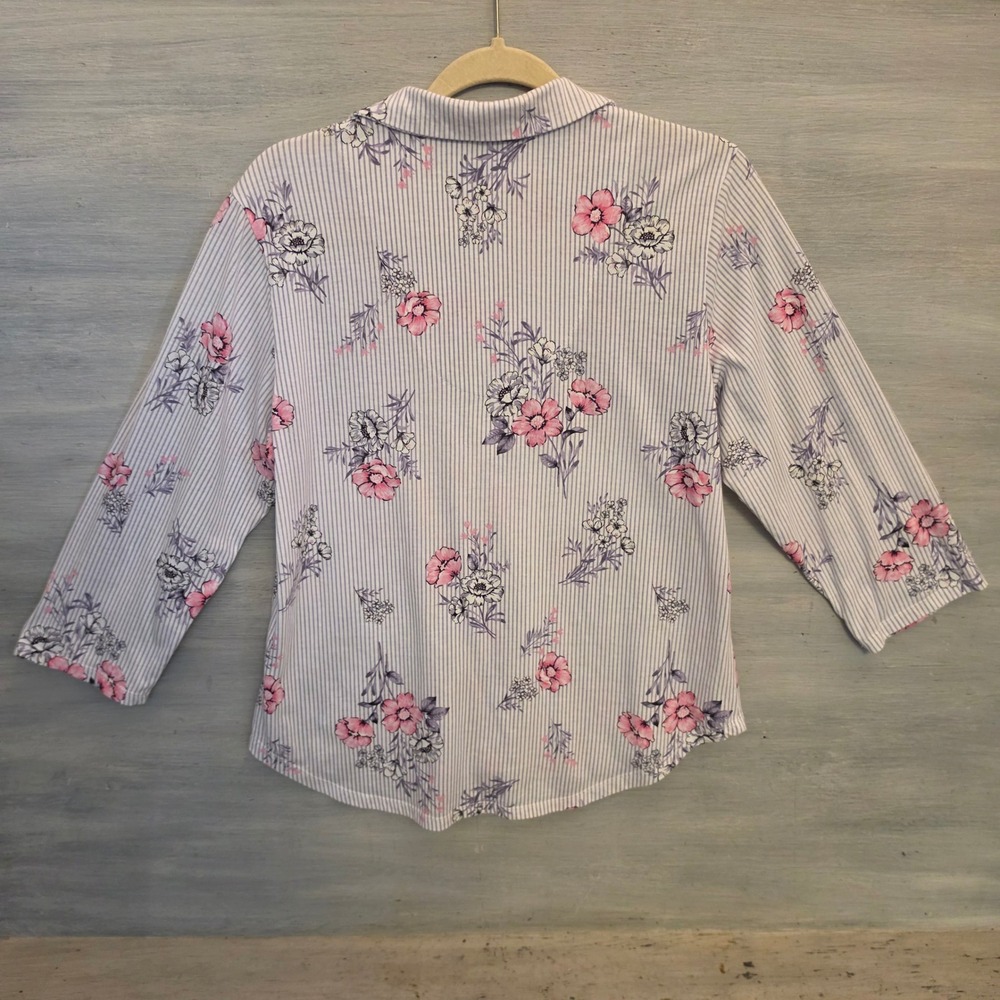 Vintage Laura Ashley 60% Cotton Floral Striped Pajama Sleepwear Set Medium GC - Picture 7 of 14